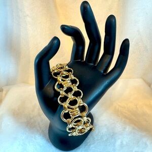 Vintage FC Le Centre du Monde Gold Tone Chain Link Bracelet Adjustable Clasp
